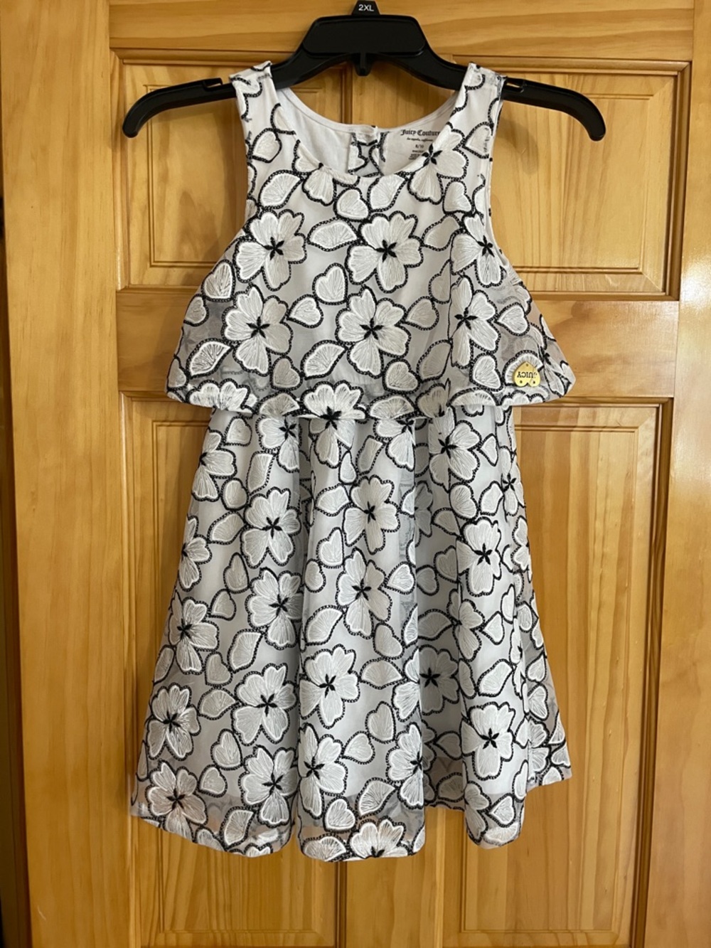 Girls White Floral Overlay Dress